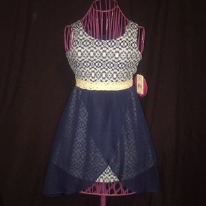Navy blue &white cross cross back Emily West dress